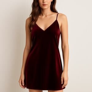 Abercrombie Burgundy Velvet Slip Mini Dress Holiday Party 90s Y2K M